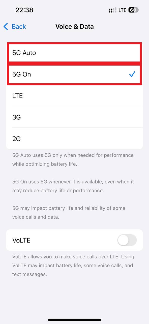 تنظیمات اینترنت 5G 