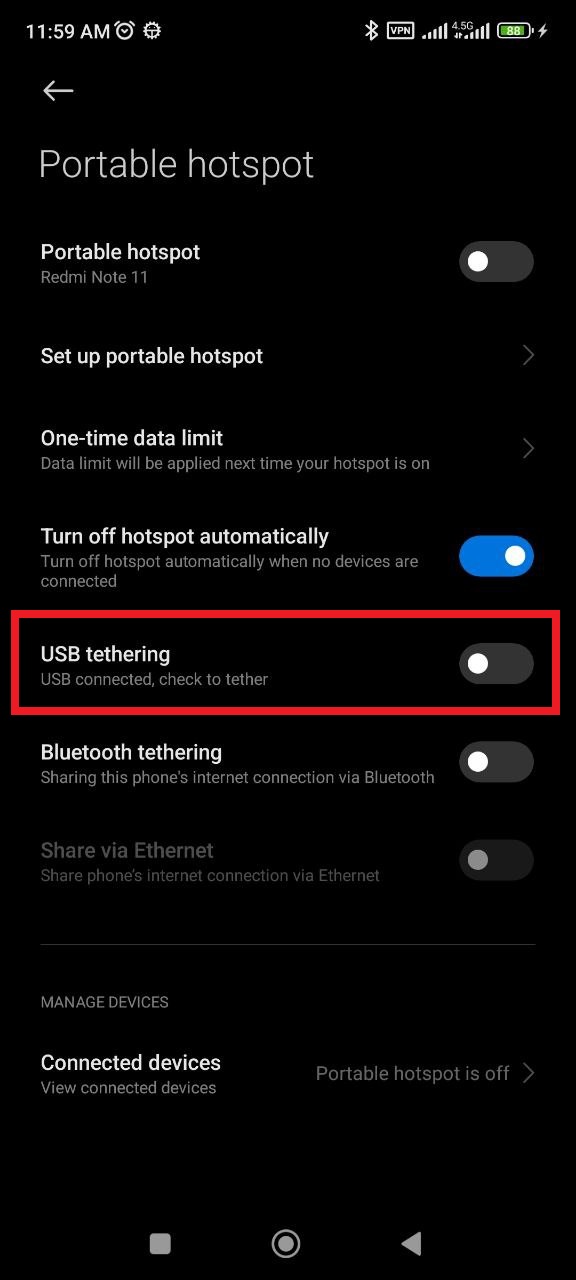 USB Tethering