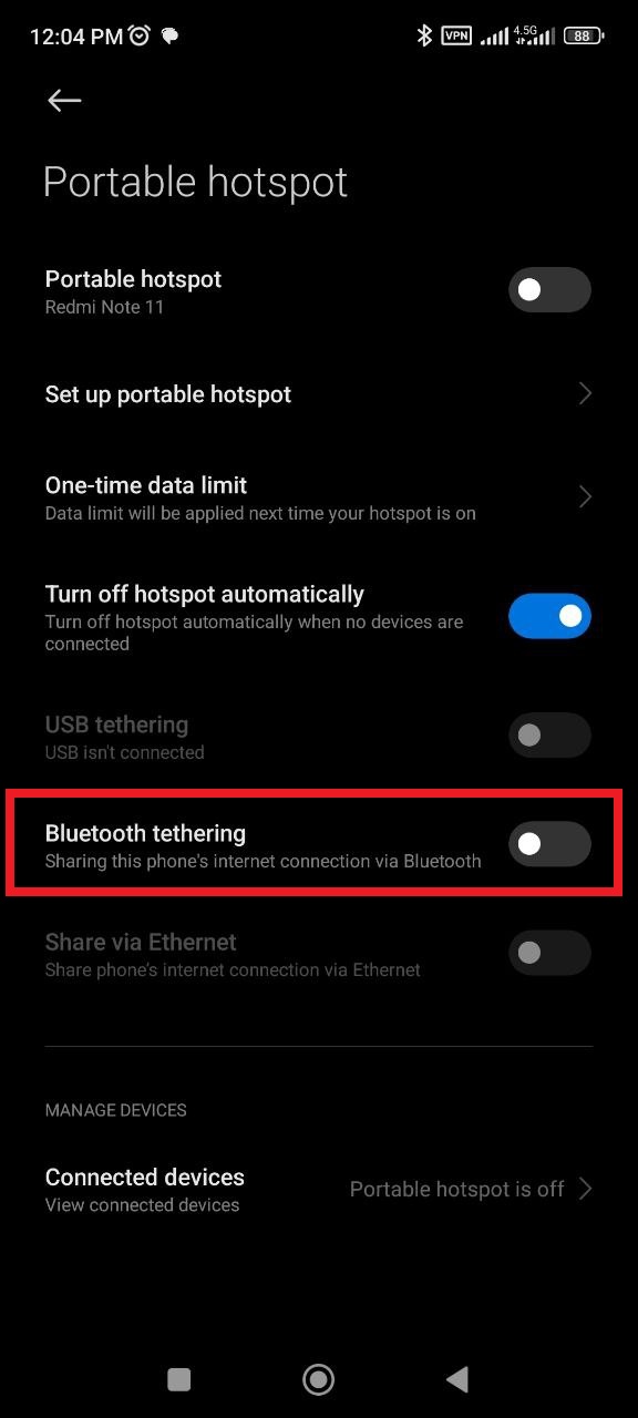 Bluetooth Tethering